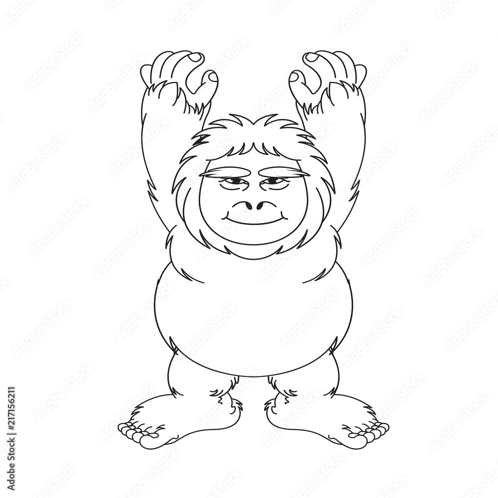 black outline happy cave man raising hands isolated on white background black outline happy cave man raising hands isolated on white background