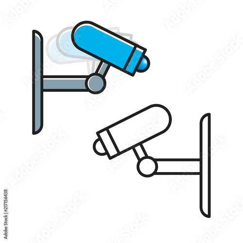isolated cctv camera vector drawing