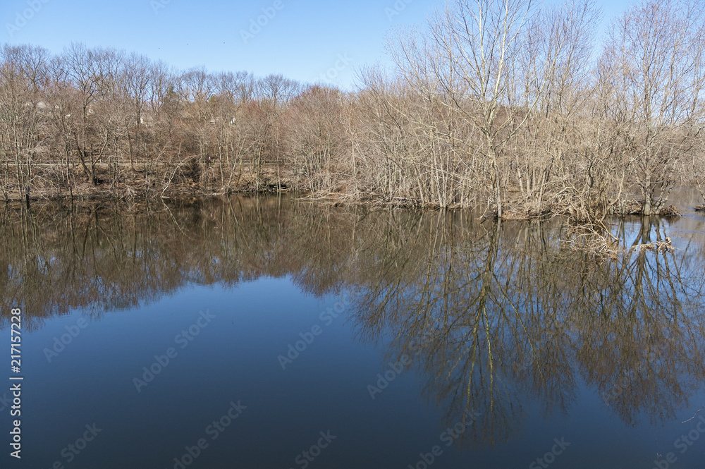 Peaceful side channel along Blackstone River Peaceful side channel along Blackstone River