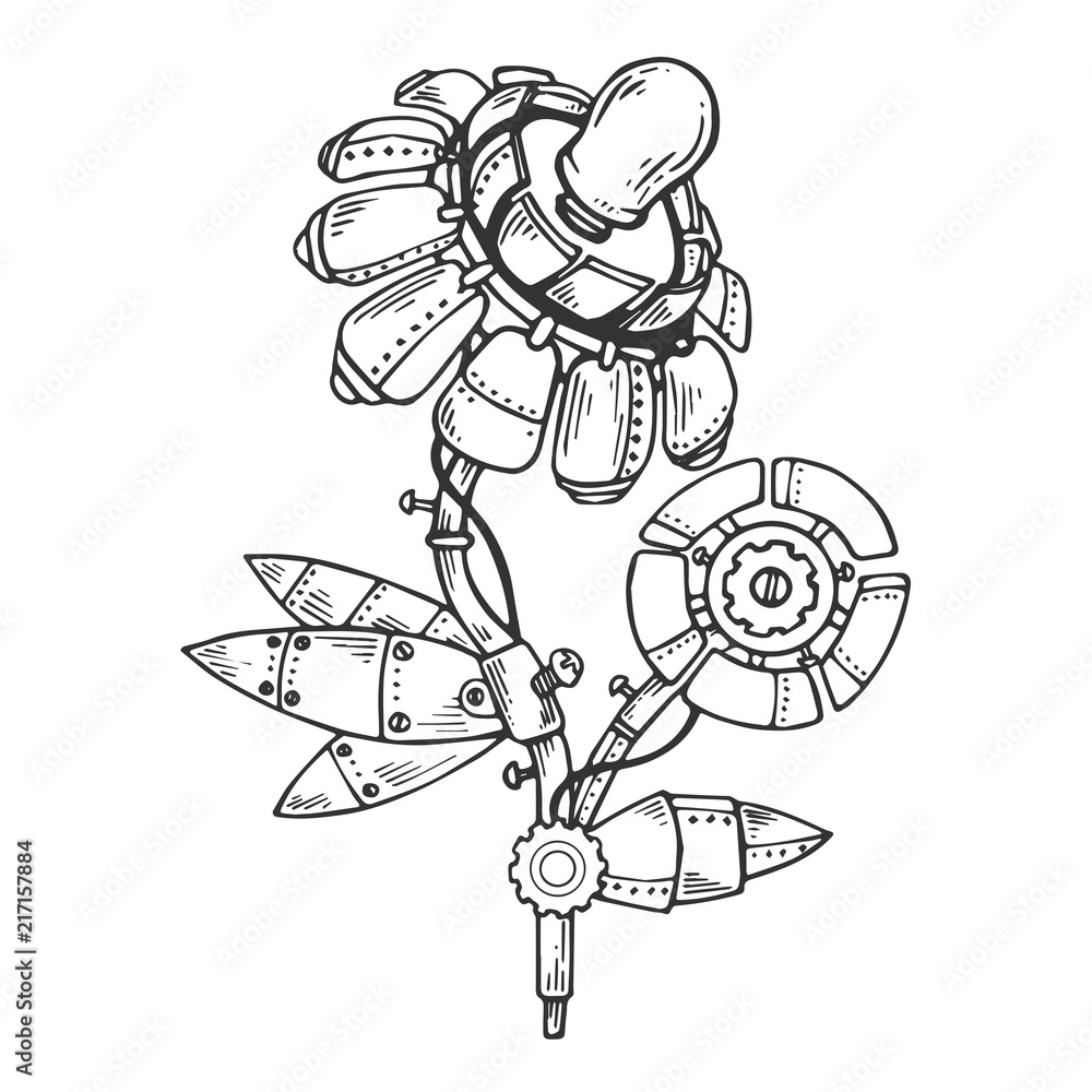 Mechanical flower engraving vector Mechanical flower engraving vector