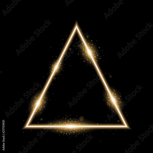 Triangle with lights and sparkles, golden color photo