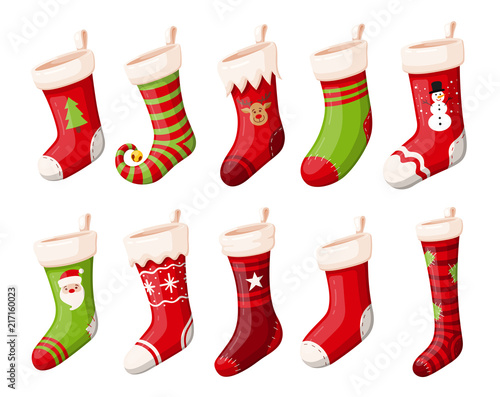 Christmas stockings or socks isolated vector set