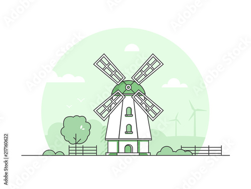 Eco farming - modern thin line design style vector illustration