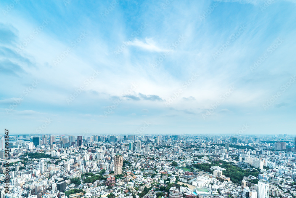 Asia Business concept for real estate and corporate construction - panoramic modern city skyline bird eye aerial view of vivid blue sky in Roppongi Hill, Tokyo, Japan Asia Business concept for real estate and corporate construction - panoramic modern city skyline bird eye aerial view of vivid blue sky in Roppongi Hill, Tokyo, Japan