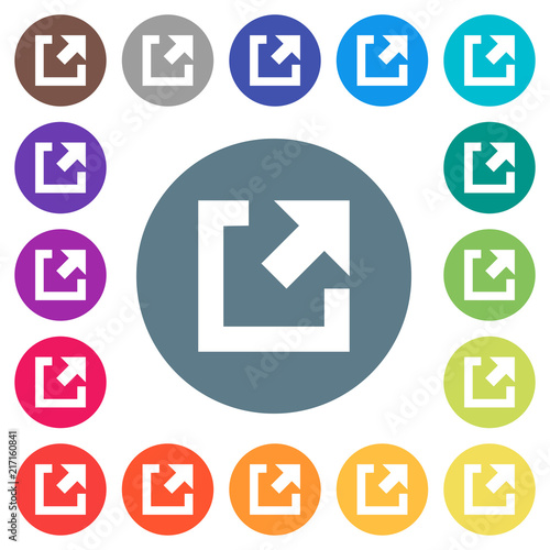 External link flat white icons on round color backgrounds