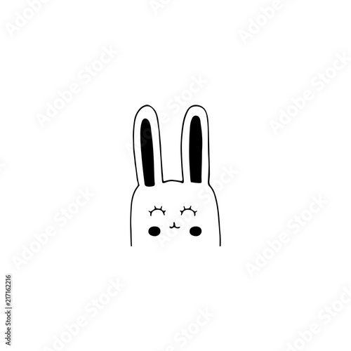 Vector hand drawn object, cute bunny's face