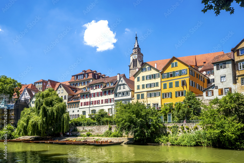Fototapeta premium Tübingen, Neckarfront, Hölderlinturm 