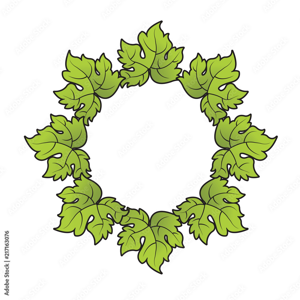 Fototapeta premium isolated grapes leaves circle vector illustration