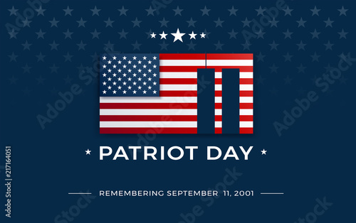 Patriot Day background with USA flag, September 11, 2001 - patriot day 9/11 vector illustration