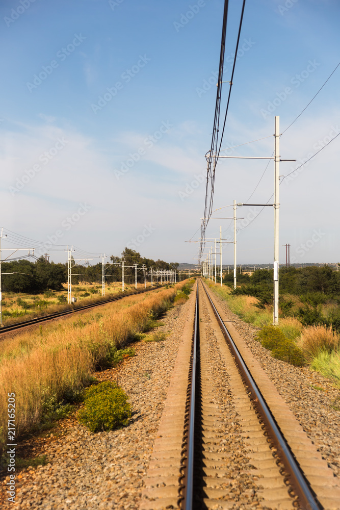 Straight Railroad Tracks in Rural Area Straight Railroad Tracks in Rural Area