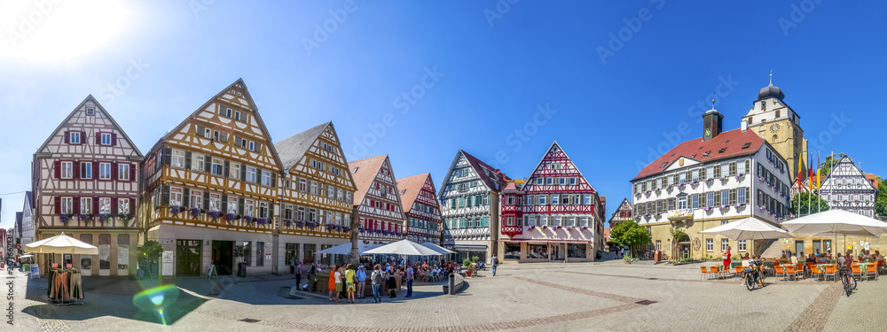 Fototapeta premium Herrenberg, Marktplatz und Stiftskirche 