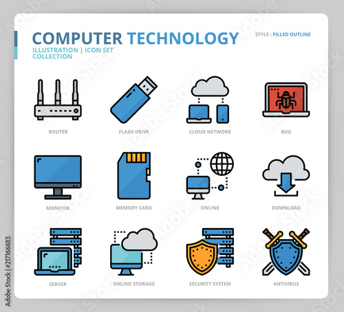 Computer network icon set