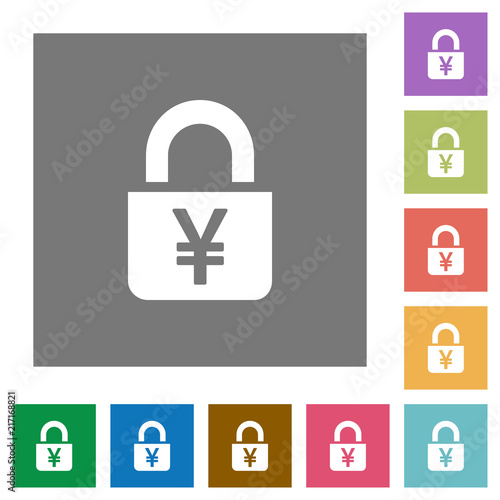 Locked Yens square flat icons