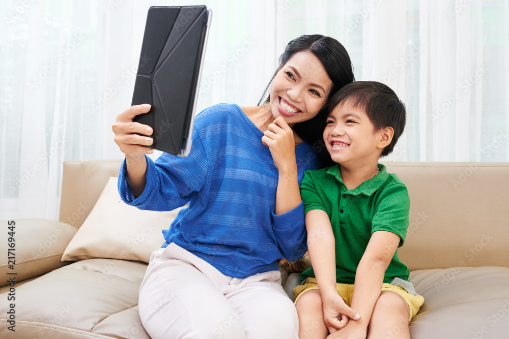 Taking family selfie Taking family selfie