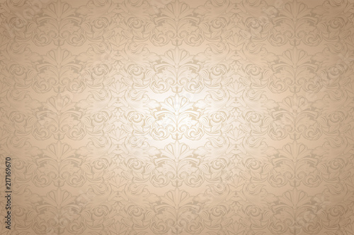 gold vintage background , royal with classic Baroque pattern, Rococo with darkened edges background(card, invitation, banner). horizontal format