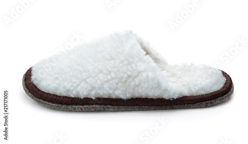 Bild auf Leinwand Single white fur slipper
