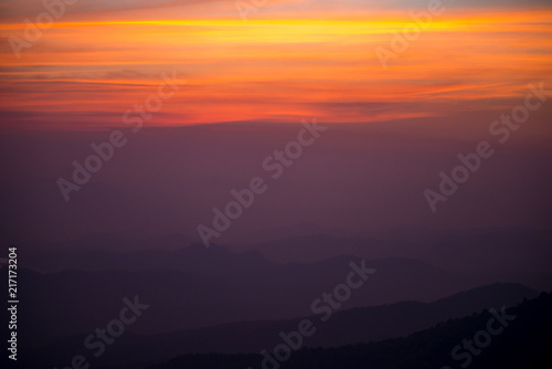 twilight sky and silhouette mountain 
