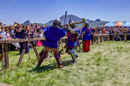 RUSSIA, ZHELEZNOVODSK: - JUNE 3, 2018: Reconstruction of the medieval battle of the Knights