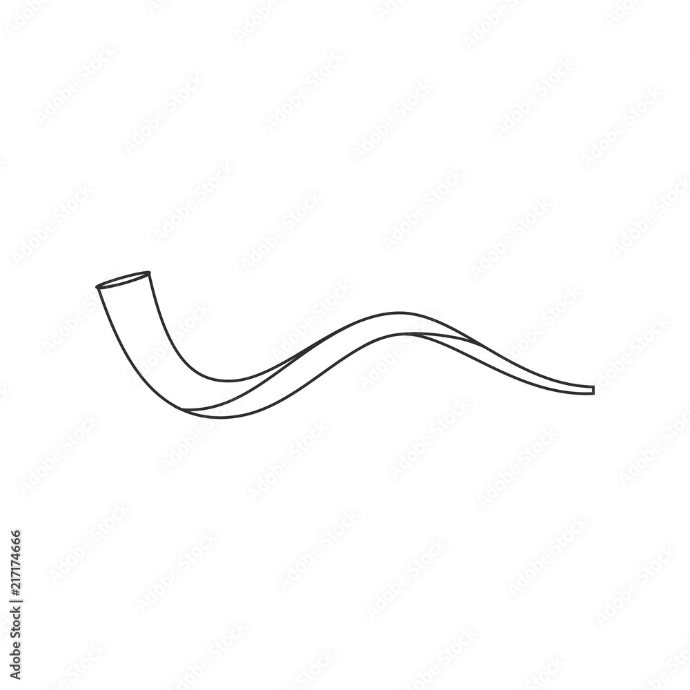 Fotografie Shofar icon in black flat outline design