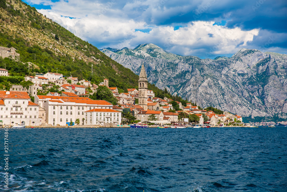 Perast city in Boka Kotor Bay in Montenegro