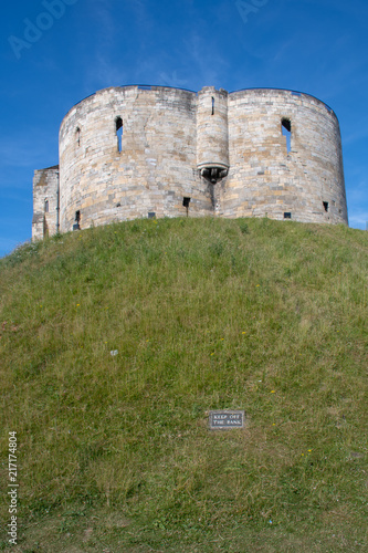 Looking up at Clifford Tower York Yorkshire