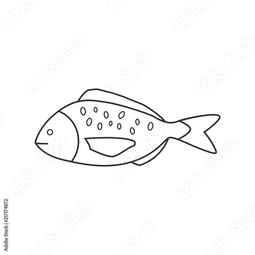 Fish icon in black flat outline design