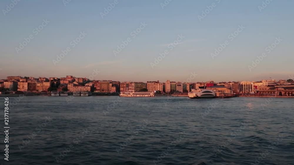 Crossing from Europe to Asia on a ferry in Istanbul (slow motion)