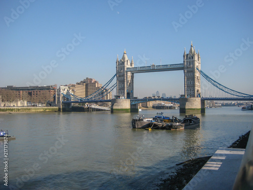 River Thames in central London with Queen Tower Bridge on background