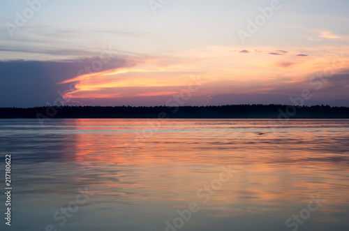 Wallpaper Mural Sunset on the lake. Beautiful sunset nature. Evening landscape. Clouds over the lake. The horizon at sunset. Sea, lake at sunset. Torontodigital.ca