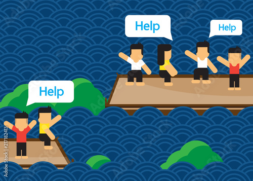 He fled the flood and up on the roof of the house.