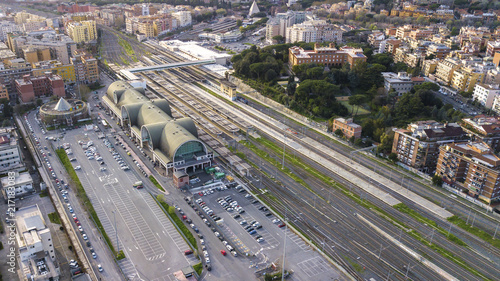 Canvas Print Aerial view of the Ostiense station in Rome, Italy