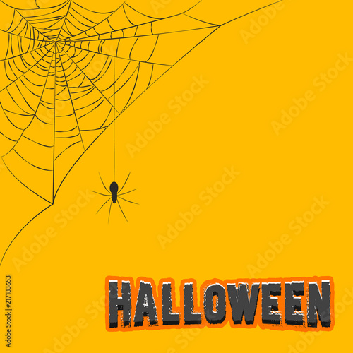 Corner decoration hanging spider web halloween vector illustration