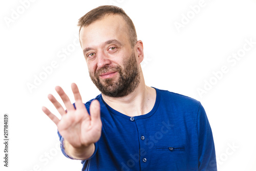 Man showing stop gesture