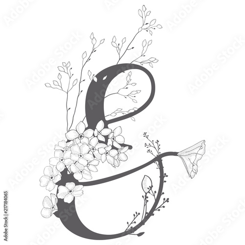 Vector Hand Drawn floral Ampersand monogram and logo