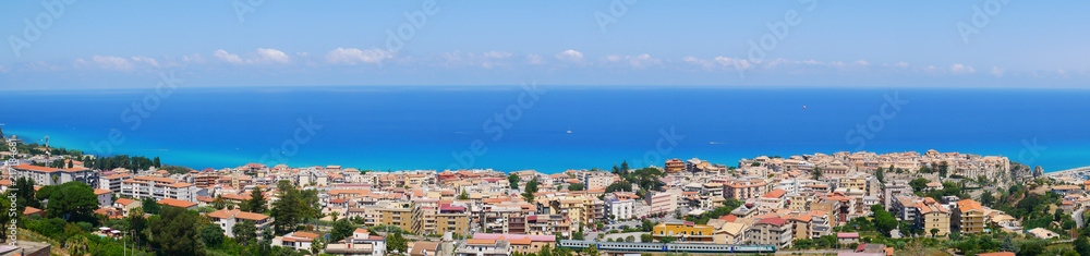 Panorama of the town Tropea in Italy from above.