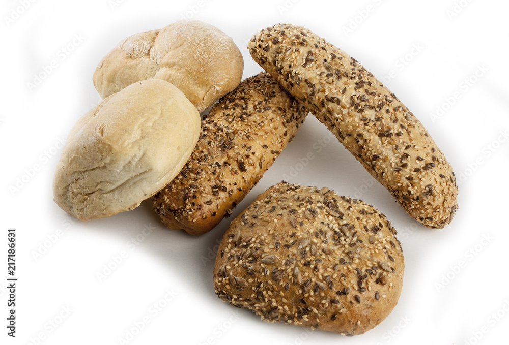 A set of several rolls on a white background.
fiber,