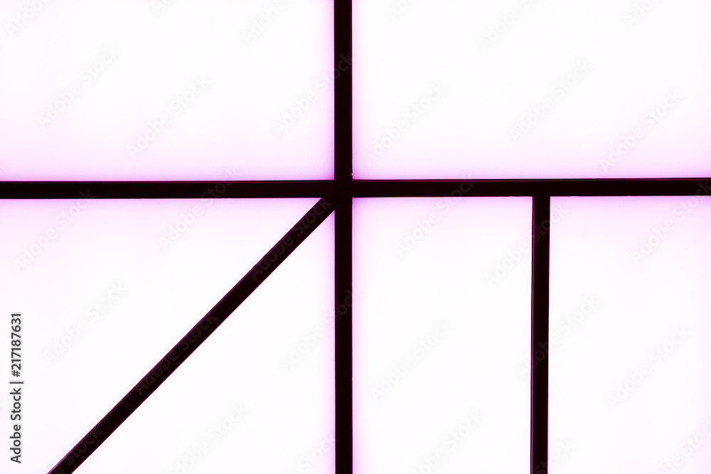 Abstract geometric black stripes with purple glow on a bright white background, minimalism, abstract  background texture