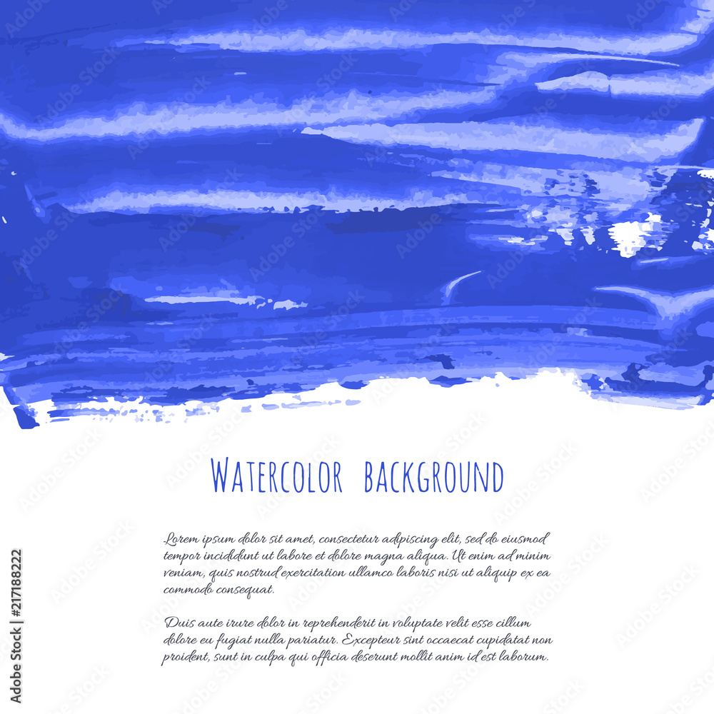 Obraz premium Vector marina, navy peony, blue, indigo watercolor texture background, dry brush stains, strokes, spots isolated on white. Abstract marble frame, place for text. Acrylic hand painted pours, fluid art.