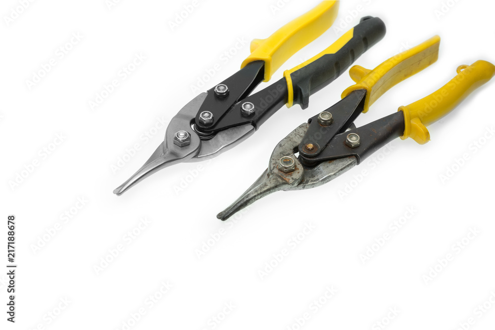 isolated tools on a white background. New and rusty isolated tools on a white background. New and rusty