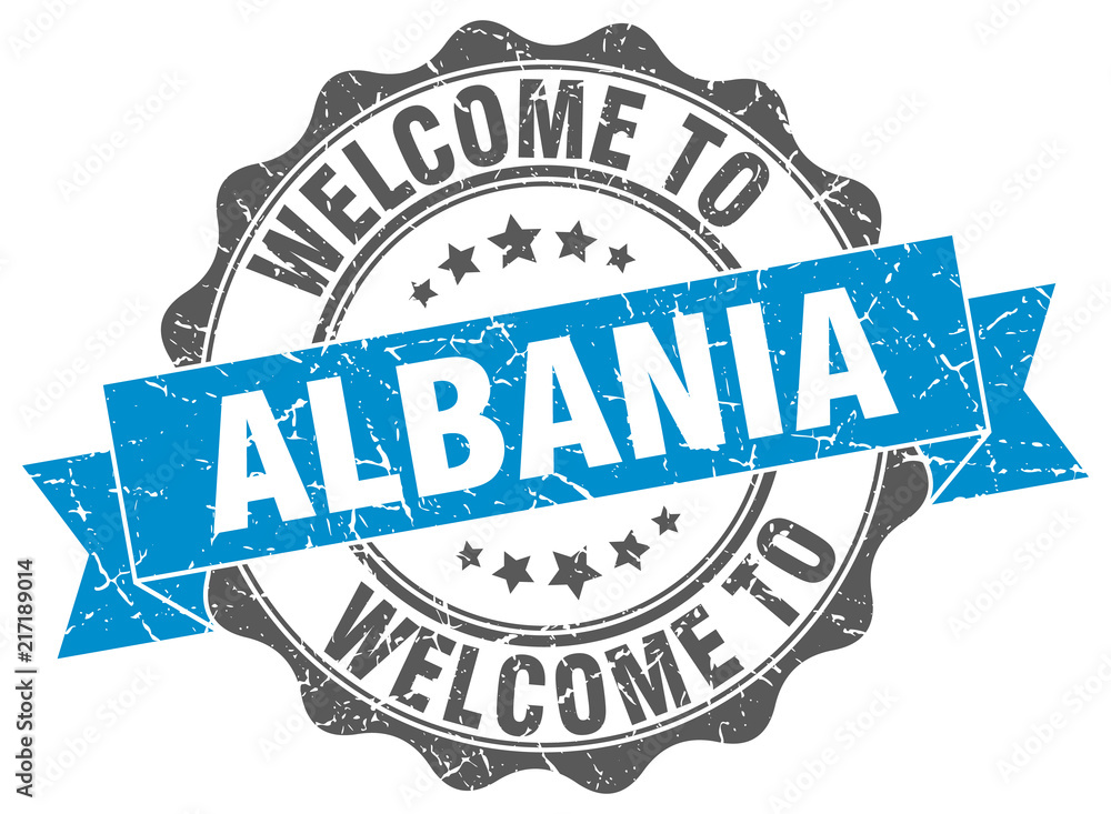 Fototapeta premium Albania round ribbon seal