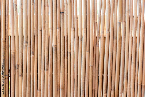 Bamboo fence texture background in beautiful summer light