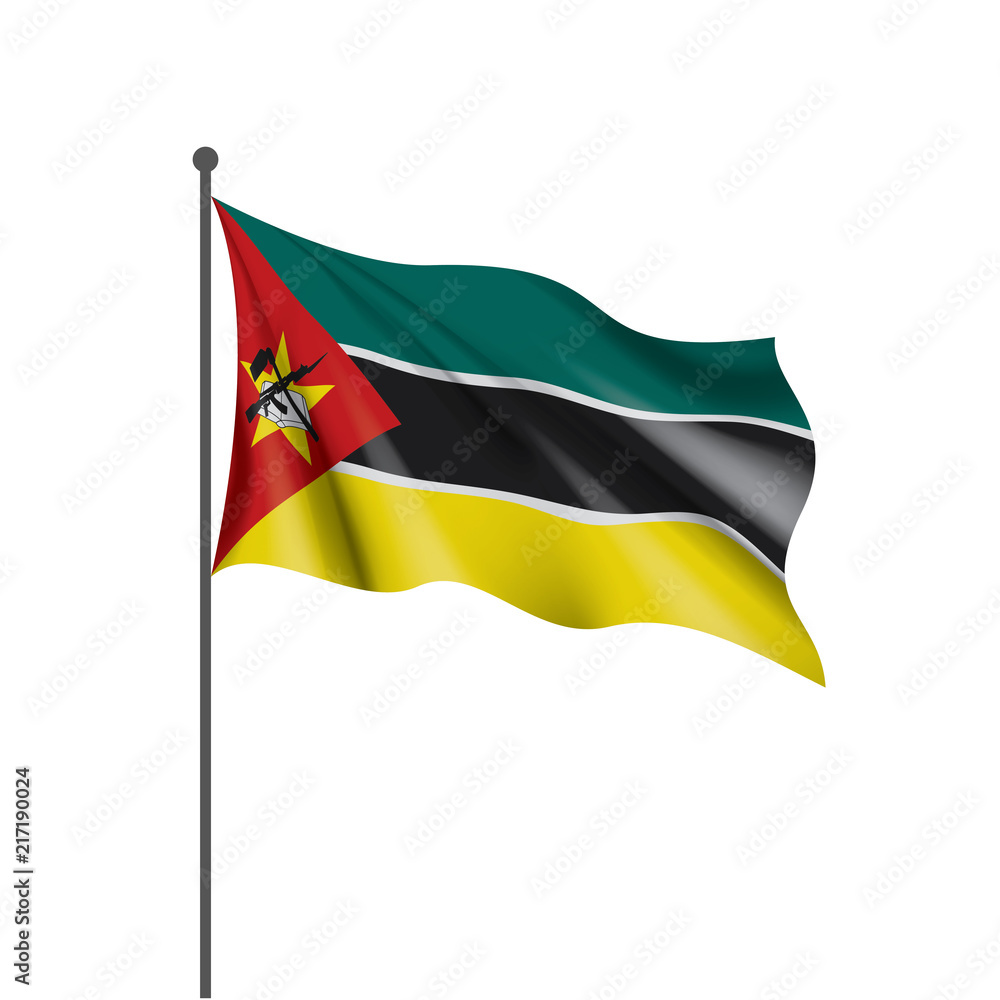 Mozambique flag, vector illustration on a white background Mozambique flag, vector illustration on a white background