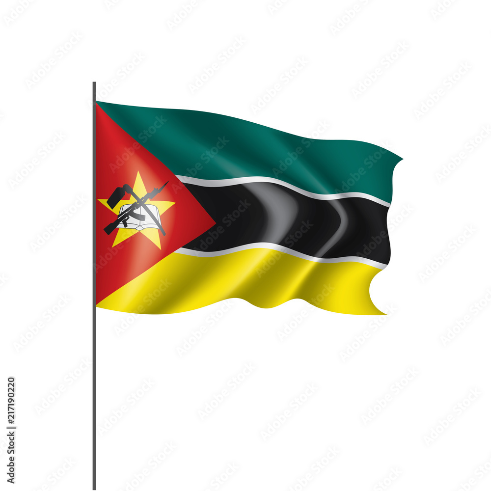 Mozambique flag, vector illustration on a white background Mozambique flag, vector illustration on a white background