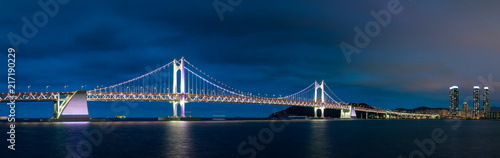 The night view of Gwangan Bridge in Busan city