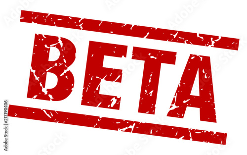 square grunge red beta stamp