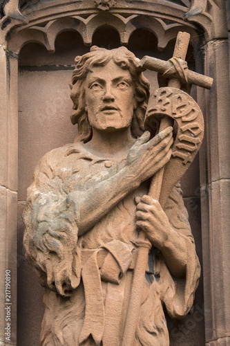 Sculpture at St John the Baptist Church in Coventry, UK