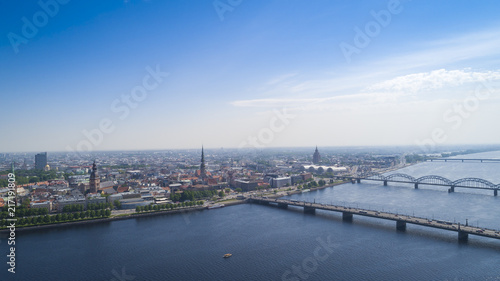 Beautiful panorama of Riga city and daugava river