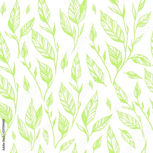 Seamless pattern with leaves. Floral background. Vector