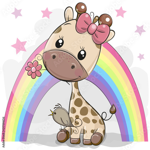 Photography Cute Cartoon Giraffe with flower