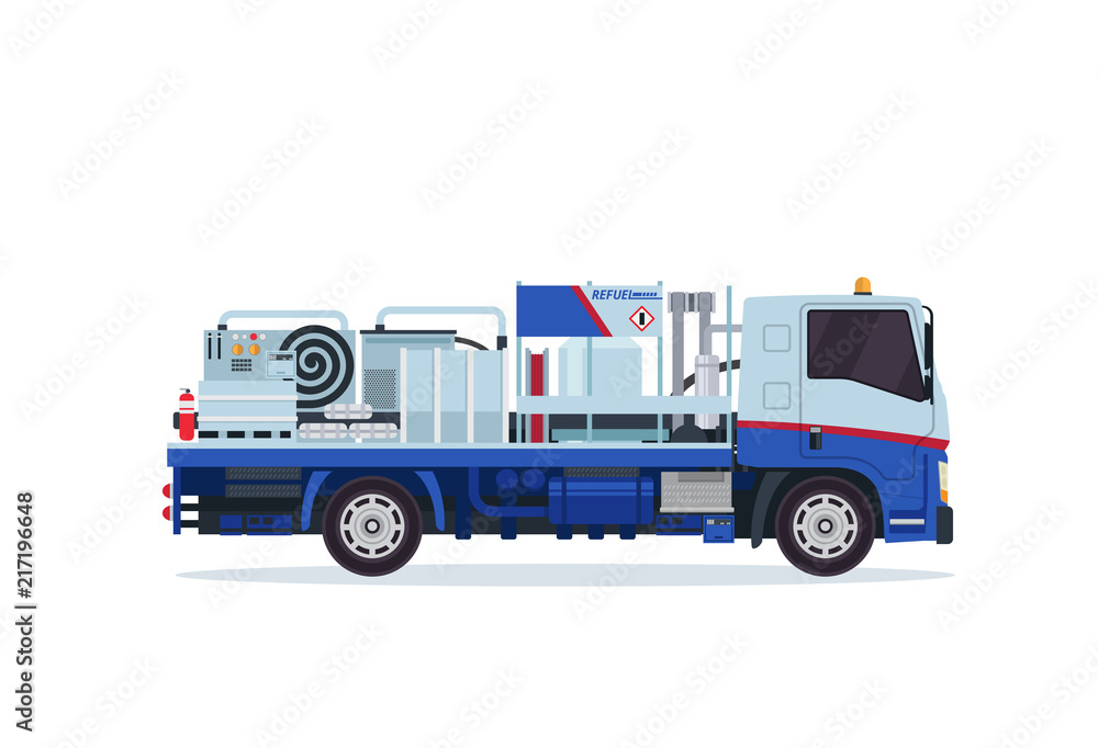 Modern Underground Tank Truck Refueler Airport Ground Support Vehicle Equipment Illustration